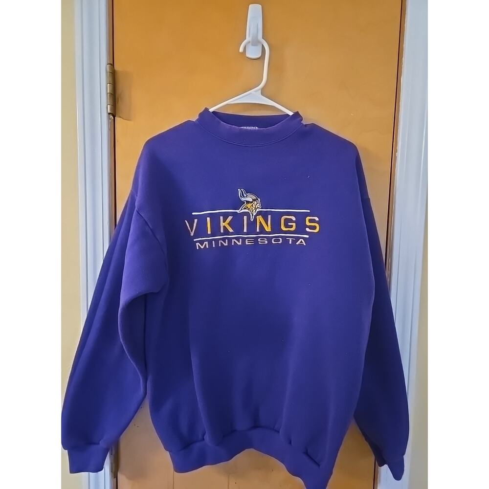Vintage 90s Logo Athletic Minnesota Vikings Crewneck Sweatshirt Men's Size L